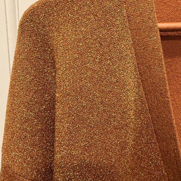 Alice + Olivia Rust Metallic Knit Cardigan and Skirt Set - Picture 3 of 10